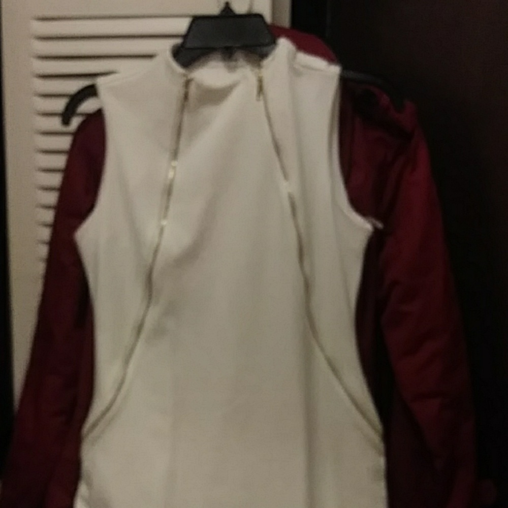 Calvin Klein white dress with gold zippers